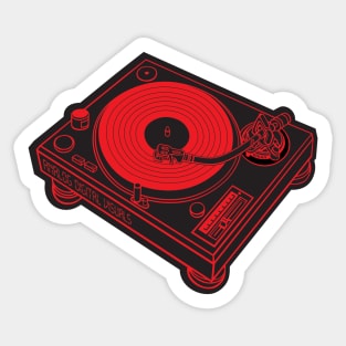 Turntable (Red Lines + Black Drop Shadow) Analog / Music Sticker